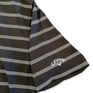 Callaway Opti-Dri Polo Golf Shirt Men Size XL Black White Striped Vented Fabric
